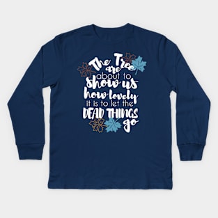 Autumn tree and leaves quotes design 2 Kids Long Sleeve T-Shirt